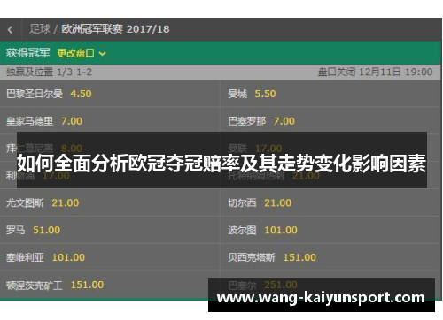如何全面分析欧冠夺冠赔率及其走势变化影响因素